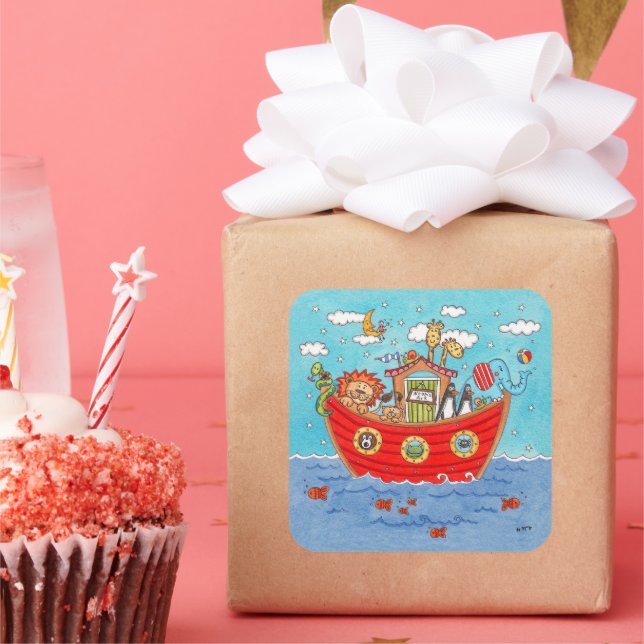 Pegatina Cuadrada El arca de Noé (Fiesta)