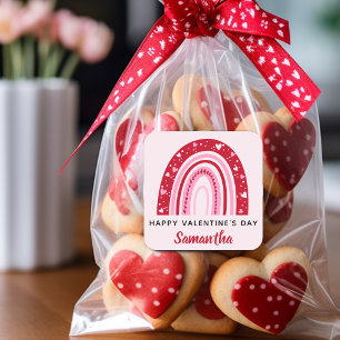 Pegatina Cuadrada El arcoiris de San Valentín personalizado