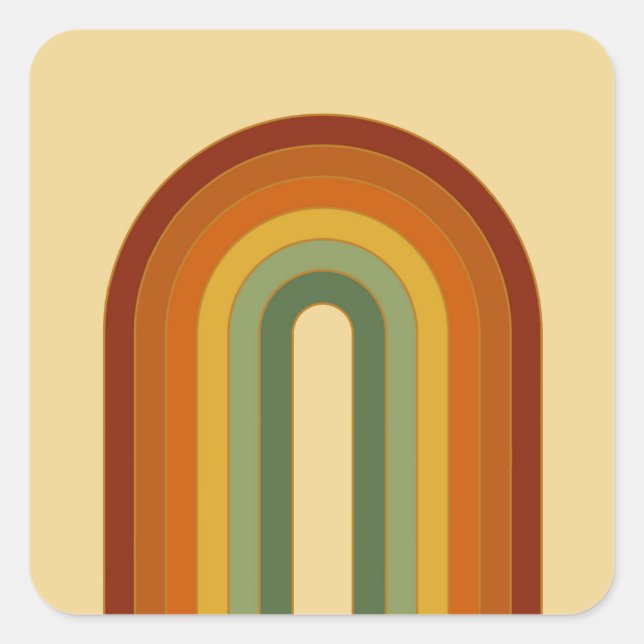 Pegatina Cuadrada El arcoiris tendido y retro Groovy (Anverso)