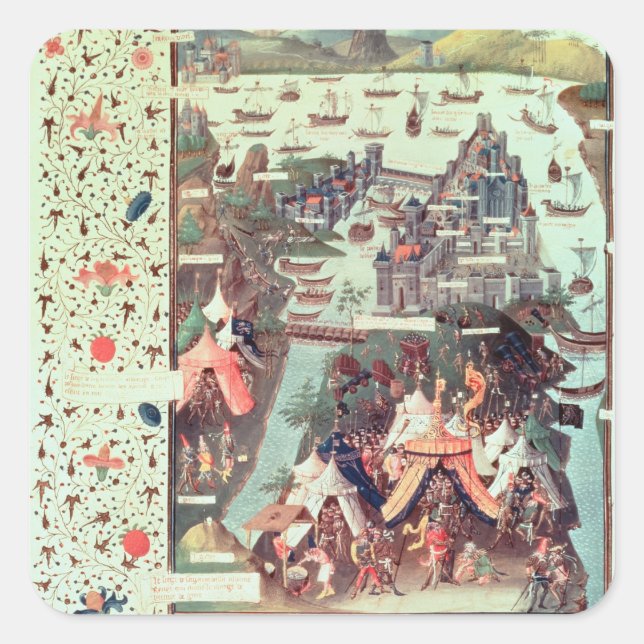 Pegatina Cuadrada El asedio de Constantinopla (Anverso)