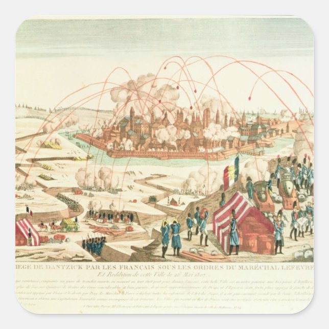 Pegatina Cuadrada El asedio de Danzig (Anverso)