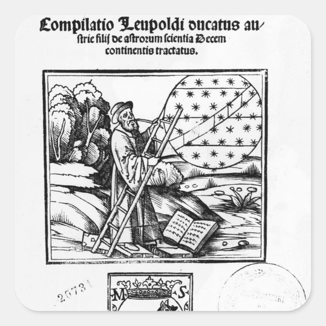 Pegatina Cuadrada El astrónomo (Anverso)