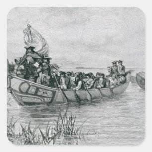 Pegatina Cuadrada El aterrizaje de Cadillac