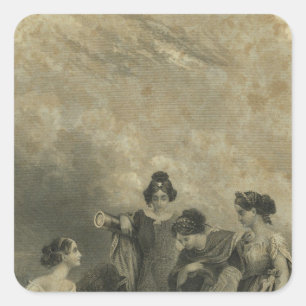 Pegatina Cuadrada El atlas de Colton del medio título del mundo