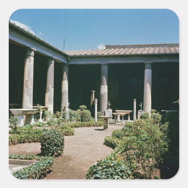 Pegatina Cuadrada El Atrio, casa de los Vettii (Anverso)