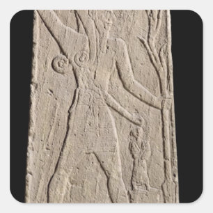 Pegatina Cuadrada El Baal de tormenta-dios con un rayo