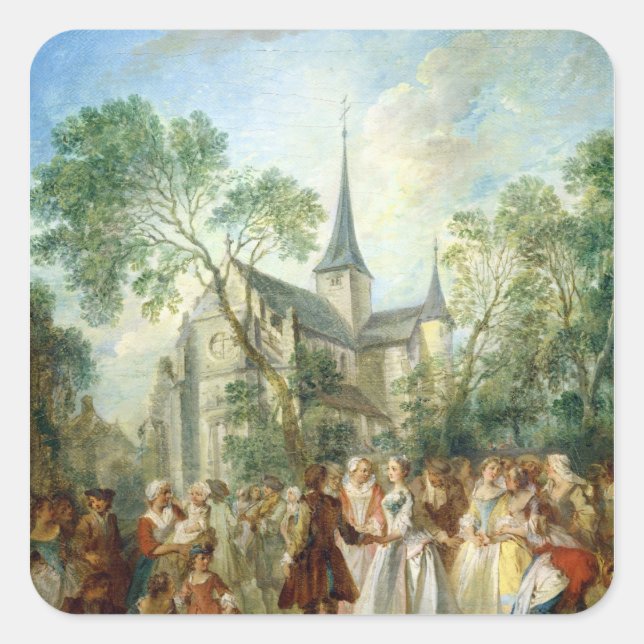 Pegatina Cuadrada El baile Boda (Anverso)