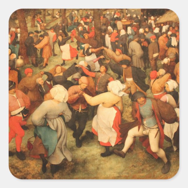 Pegatina Cuadrada El baile Boda - 1566 (Anverso)