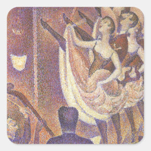 Pegatina Cuadrada El baile Can Can, Le Chahut de Georges Seurat
