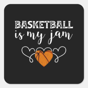 Pegatina Cuadrada El baloncesto es mi mermelada - Gracioso regalo de