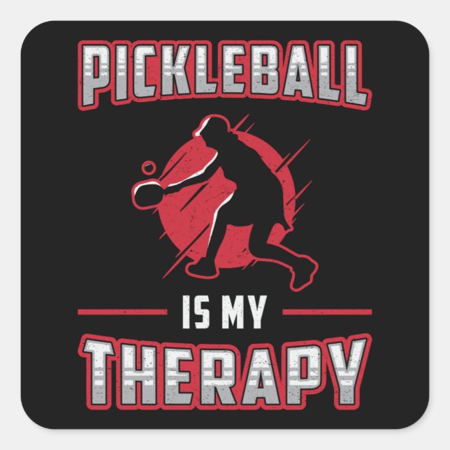 Pegatina Cuadrada El baloncesto es mi terapeuta Paddle Pickleball Pl (Anverso)
