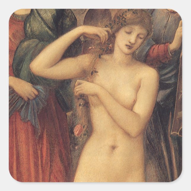 Pegatina Cuadrada El baño de Venus de Sir Edward Coley Burne-Jones (Anverso)
