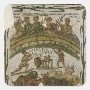Pegatina Cuadrada El Banquete de Vestimenta, de El-Jem c.200-220