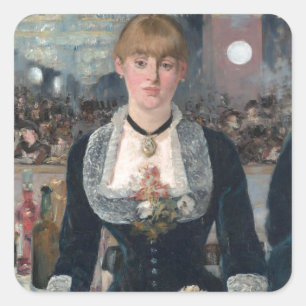 Pegatina Cuadrada El bar A del Edouard Manet en el Folies-Bergère