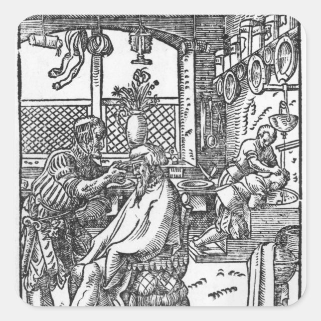 Pegatina Cuadrada El barbero (Anverso)