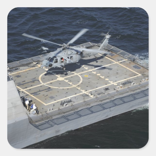 Pegatina Cuadrada El barco de combate litoral USS Freedom (Anverso)