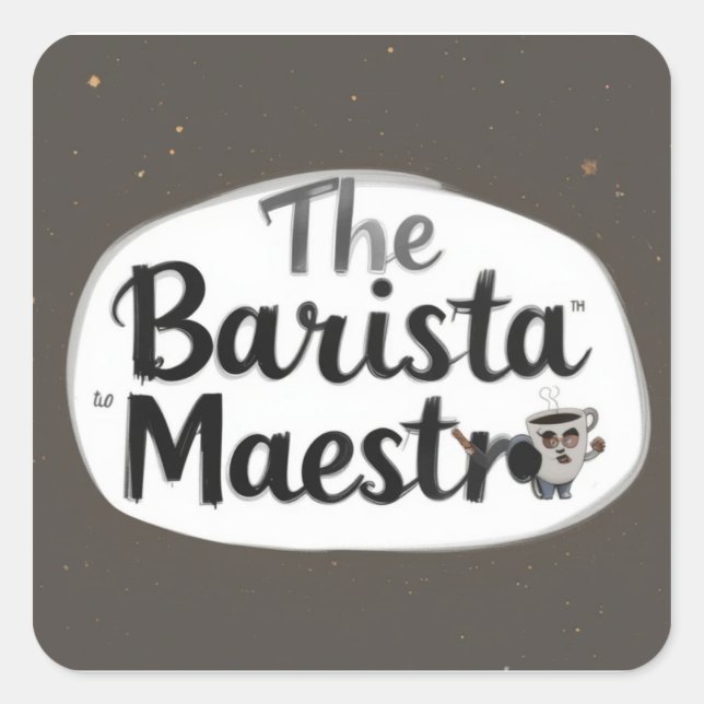 Pegatina Cuadrada El Barista Maestro (Anverso)