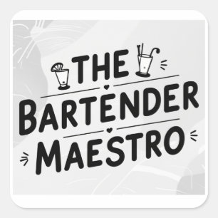 Pegatina Cuadrada El barman Maestro 