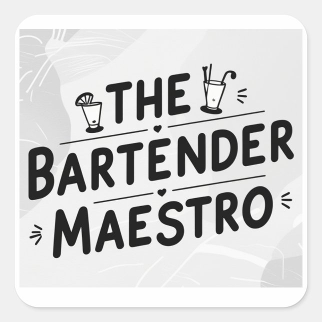 Pegatina Cuadrada El barman Maestro  (Anverso)