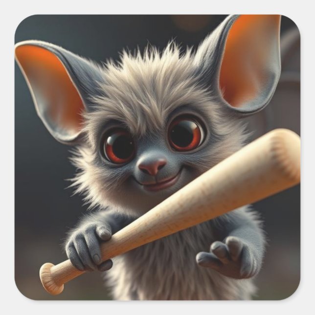 Pegatina Cuadrada El BAT de béisbol (Anverso)