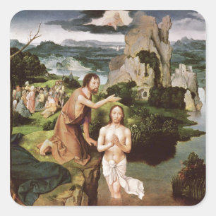 Pegatina Cuadrada El bautismo de Cristo, c.1515