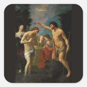 Pegatina Cuadrada "El bautismo pegatinas de Cristo"