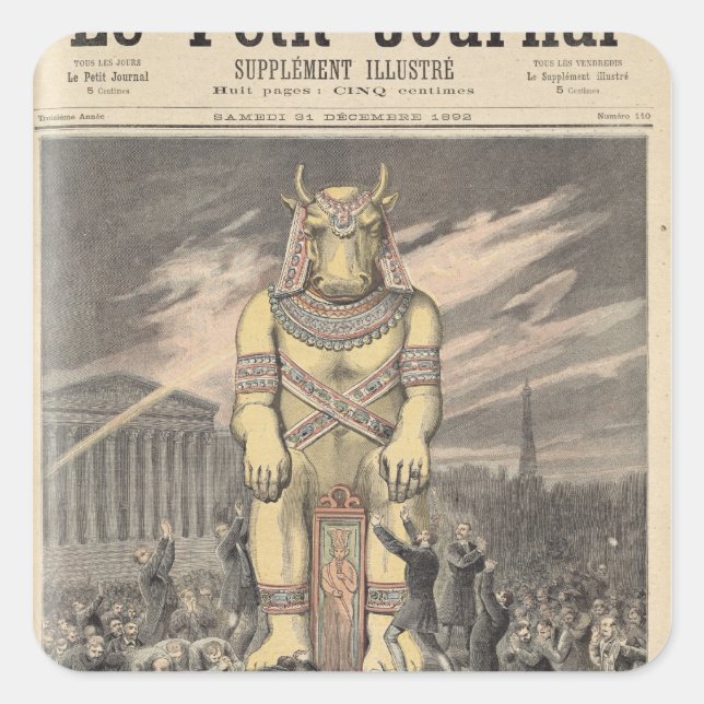 Pegatina Cuadrada El becerro dorado (Anverso)