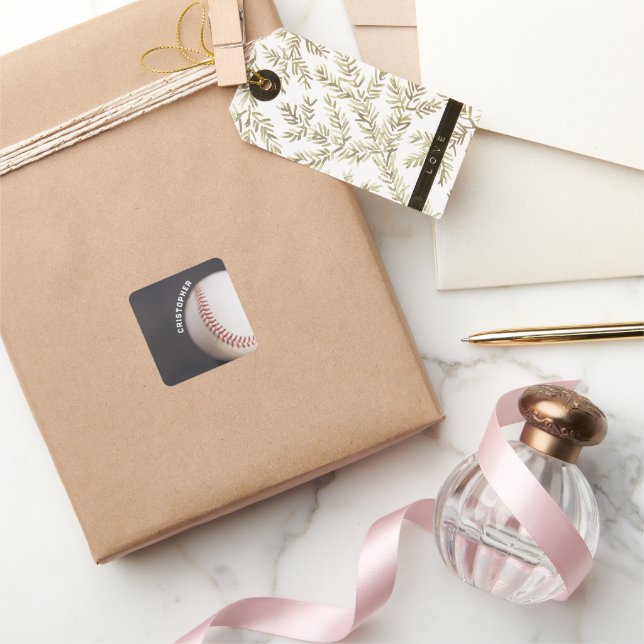 Pegatina Cuadrada El béisbol personalizado (Regalar)