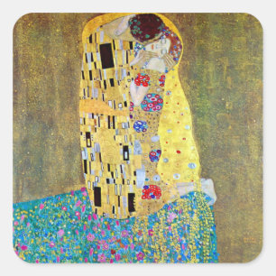 Pegatina Cuadrada El beso 2 de Gustav Klimt