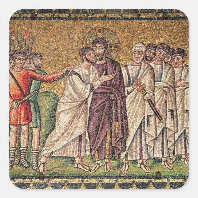 Pegatina Cuadrada El beso de Judas, escenas de la vida de Cristo (Anverso)