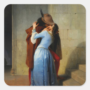 Pegatina Cuadrada El beso Francesco Hayez
