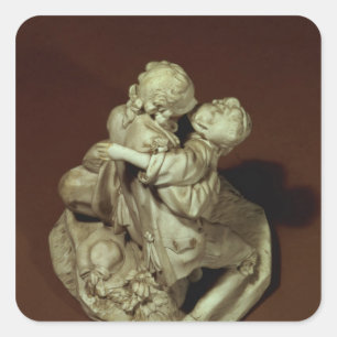 Pegatina Cuadrada El Beso, grupo Sevres, después de Boucher, 1765