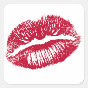 Pegatina Cuadrada El beso, los labios rojos