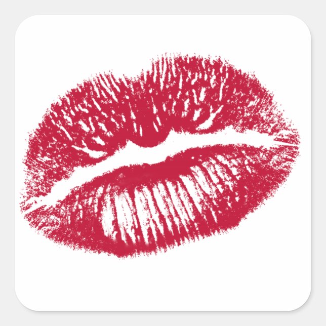 Pegatina Cuadrada El beso, los labios rojos (Anverso)
