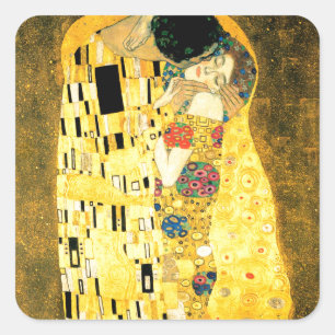 Pegatina Cuadrada El beso por el arte Nouveau de Gustavo Klimt