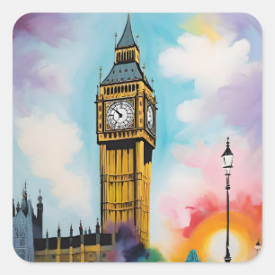 Pegatina Cuadrada El Big Ben de Londres