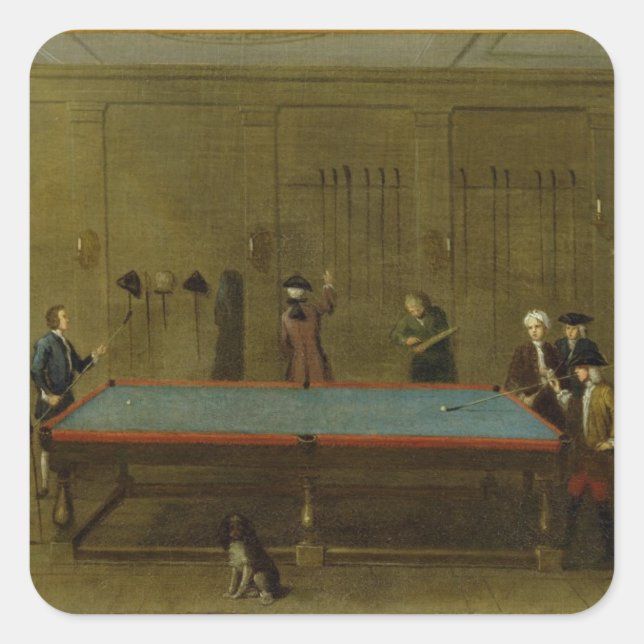 Pegatina Cuadrada El Billiard Room (aceite sobre lienzo) (Anverso)