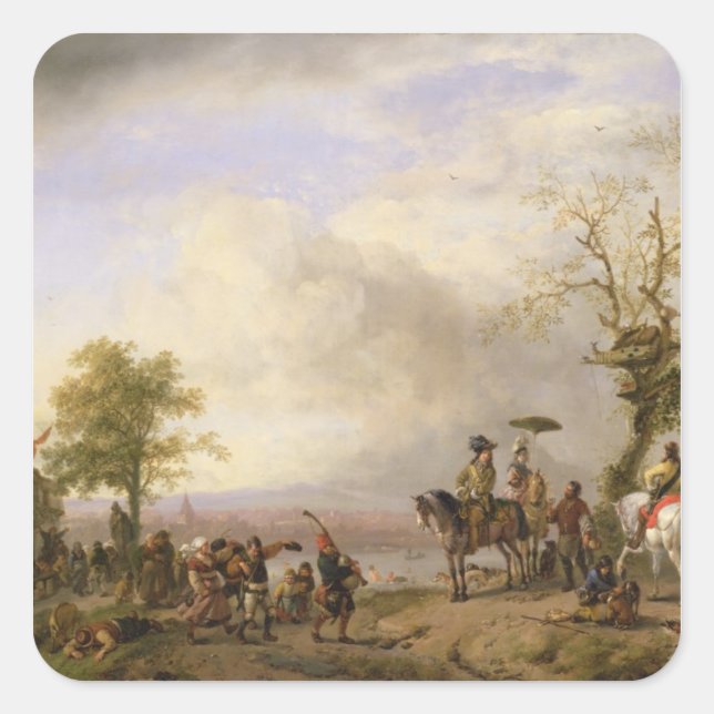 Pegatina Cuadrada El Boda campesino (Anverso)