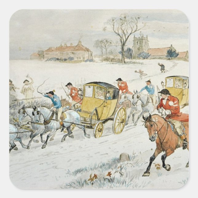 Pegatina Cuadrada El Boda de Diana Wood: volviendo de la Iglesia (Anverso)