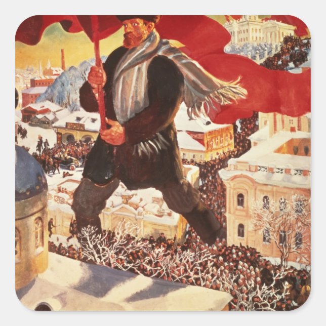 Pegatina Cuadrada El bolchevique, 1920 (Anverso)