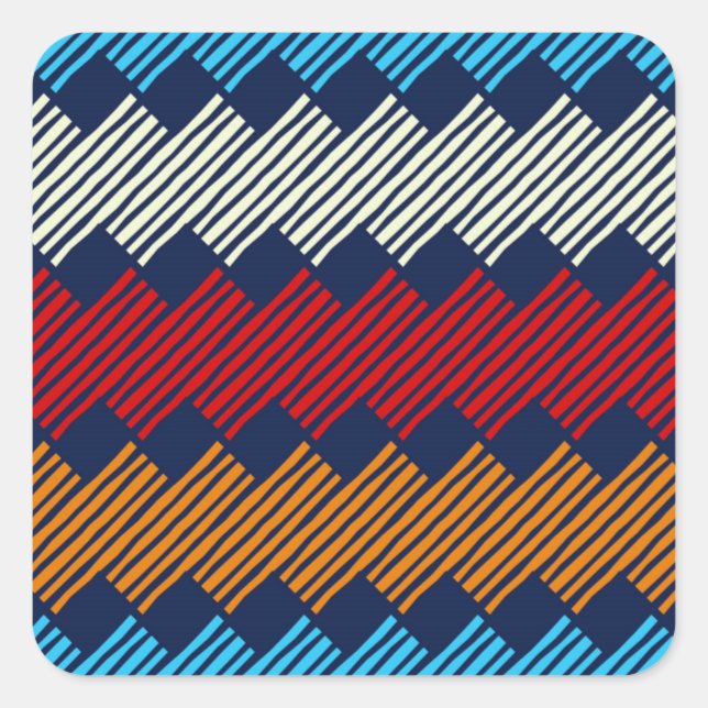 Pegatina Cuadrada El bordado de encaje del patrón de boho étnico en  (Anverso)