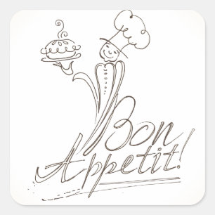 Pegatina Cuadrada ¡El Buen Chef dice Bon Appetit!