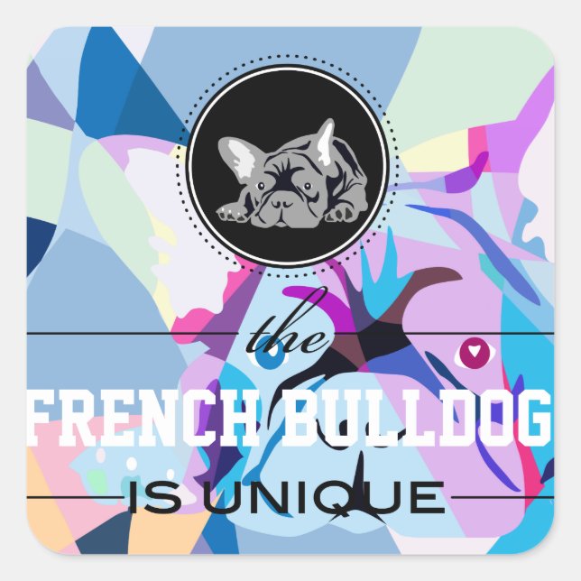 Pegatina Cuadrada El Bulldog francés (Anverso)