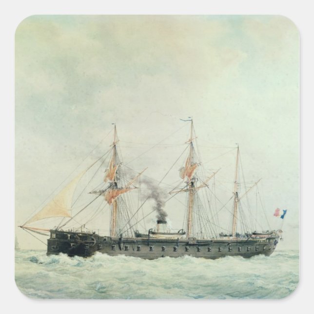 Pegatina Cuadrada El buque de guerra francés "La Gloire", 1880 (Anverso)