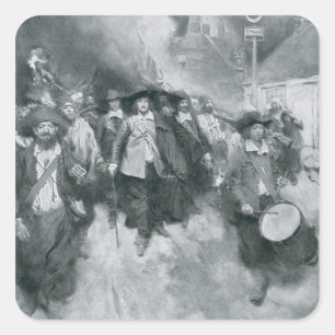 Pegatina Cuadrada El Burning de Jamestown