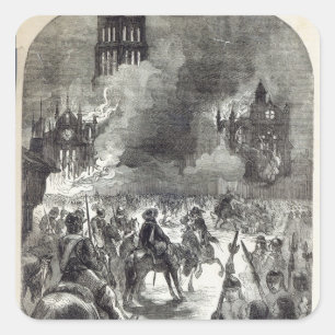 Pegatina Cuadrada El burning de San Pablo viejo, 1666