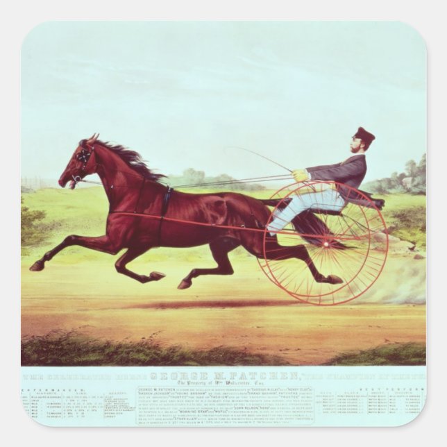 Pegatina Cuadrada El caballo celebrado, George M. Patchen (Anverso)