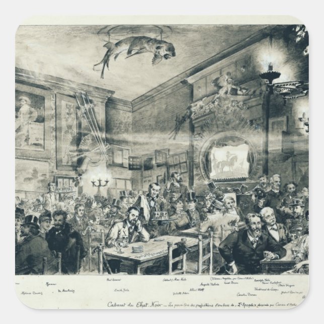 Pegatina Cuadrada El Cabaret du Chat Noir, 1886 (Anverso)