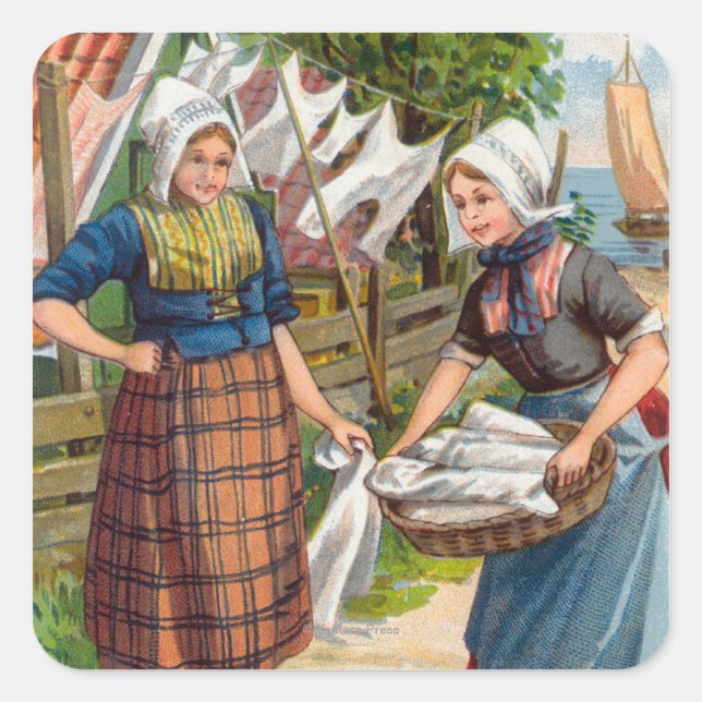 Pegatina Cuadrada El cacao holandés real de Bensdorp (Anverso)