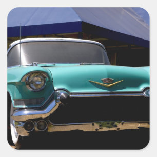 Pegatina Cuadrada El Cadillac convertible verde de Elvis Presley en